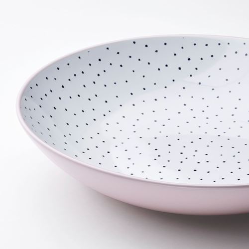 IKEA - STENTICKA, serving bowl, pink-patterned white, 30 cm