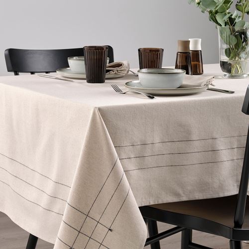 IKEA - VARARV, tablecloth, natural-dark gray, 145x240 cm