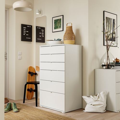 IKEA - VIHALS, chest of 6 drawers, white, 70x47x120 cm