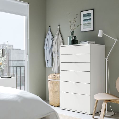 IKEA - VIHALS, chest of 6 drawers, white, 70x47x120 cm