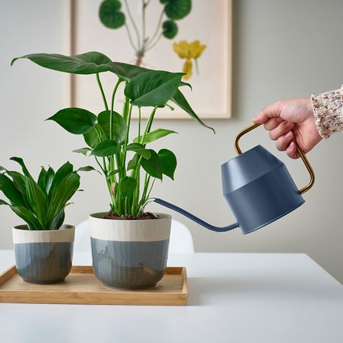 IKEA - VATTENKRASSE, watering can, blue/gold-colour, 0.9 l