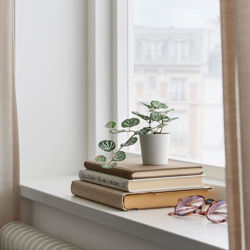 IKEA - FEJKA, artificial potted plant with pot, green/white, 6 cm