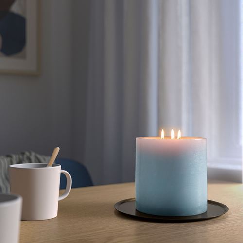 IKEA - GRANSSKOG, block candle, pale blue, 40 hr