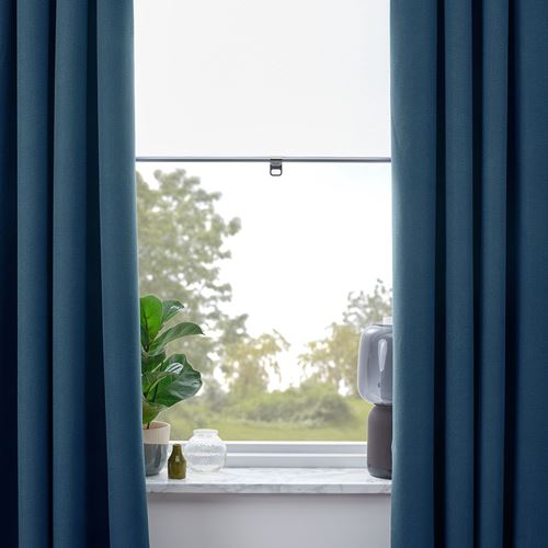 IKEA - ROSENMANDEL, blackout curtain, 1 pair, dark blue, 135x300 cm