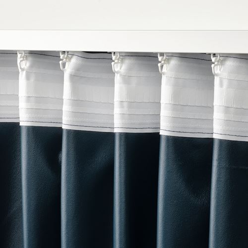 IKEA - ROSENMANDEL, blackout curtain, 1 pair, dark blue, 135x300 cm