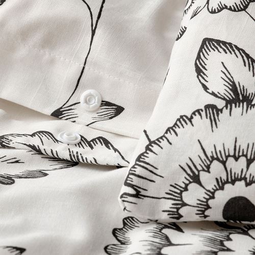 IKEA - JUNGFRUNAVA, double quilt cover and 2 pillowcases, white/grey, 240x220/50x60 cm
