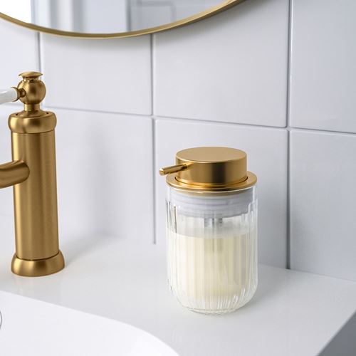 IKEA - SILVTJARN, soap dispenser, glass-gold color, 350 ml