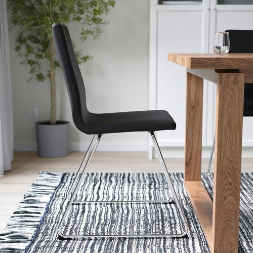 IKEA - LILLANAS, upholstered chair, chrome plated-Bomstad black