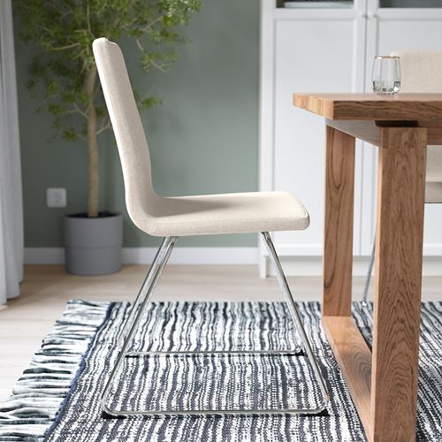 IKEA - LILLANAS, upholstered chair, chrome plated-Gunnared beige