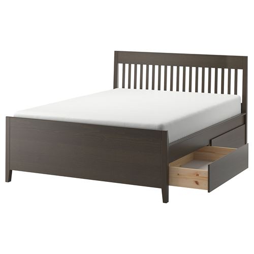 IKEA - IDANAS/LÖNSET, double bed base, blackbrown, 160x200 cm