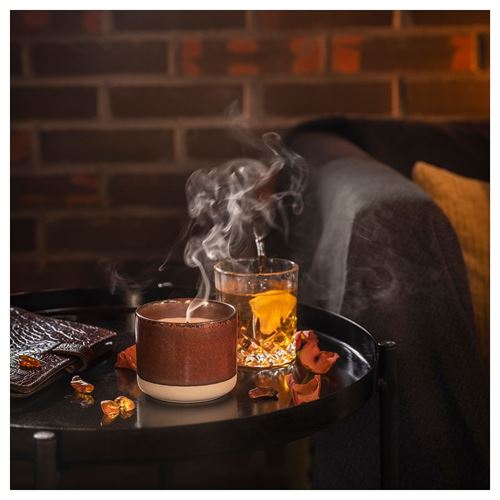 IKEA - ROSENSLAN, seramik kapta kokulu mum, kırmızı-kahverengi, 25 saat