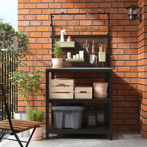 IKEA - GRILLSKAR, back panel for outdoor kitchen, stainless steel/black, 86x87 cm