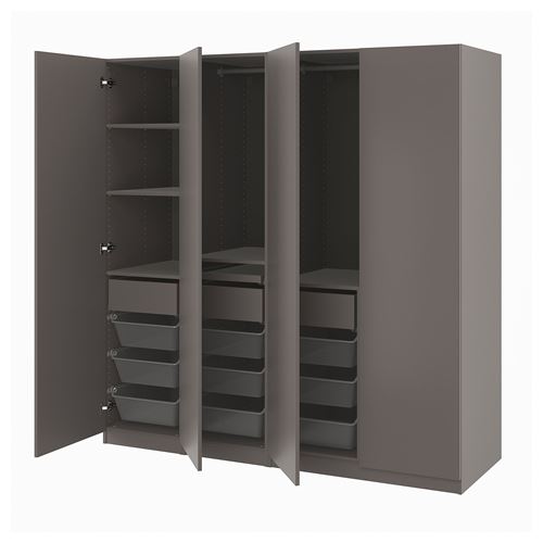 IKEA - PAX/FORSAND, PAX wardrobe, dark grey, 200x60x201 cm