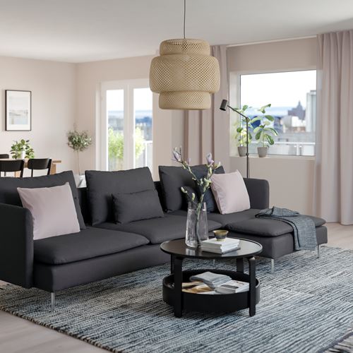 IKEA - SÖDERHAMN, 3-seat sofa and chaise longue, fridtuna dark grey