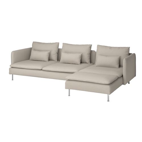 IKEA - SÖDERHAMN, 3-seat sofa and chaise longue, fridtuna light beige