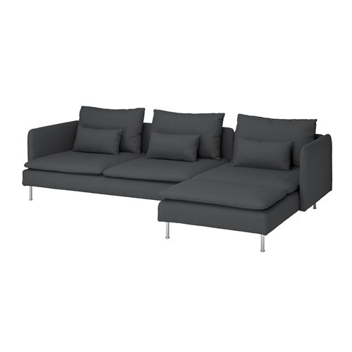 IKEA - SÖDERHAMN, 3-seat sofa and chaise longue, fridtuna dark grey