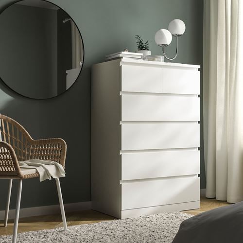 IKEA - MALM, chest of 6 drawers, white, 80x123 cm