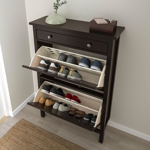 IKEA - HEMNES, shoe cabinet/storage, blackbrown, 89x127 cm