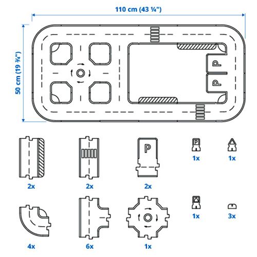 IKEA - RAVUNGE, 23 parçalı araba seti, çok renkli