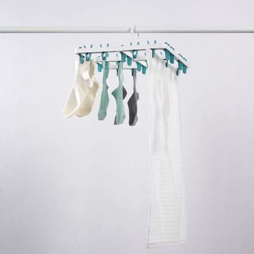 IKEA - SLIBB, laundry drying rack, white/turquoise, 36x36x4 cm