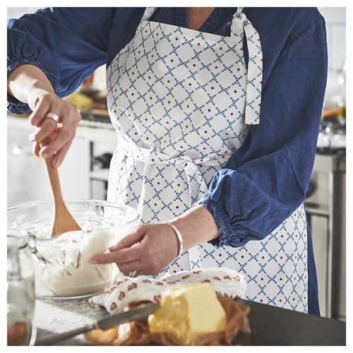 IKEA - INAMARIA, apron for kitchen, white-blue, 69x85 cm