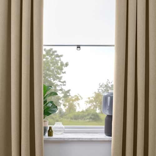 IKEA - ROSENMANDEL, blackout curtain, 1 pair, yellow-beige, 135x300 cm