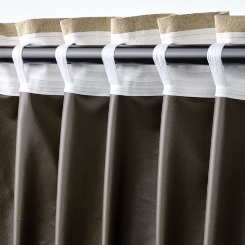 IKEA - ROSENMANDEL, blackout curtain, 1 pair, yellow-beige, 135x300 cm