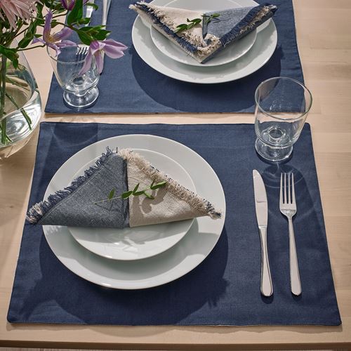 IKEA - NISSÖGA, place mat, white-dark blue, 45x35 cm