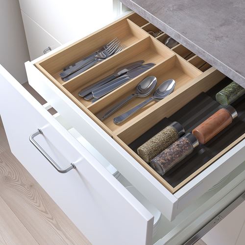 IKEA - UPPDATERA, drawer organizer, bamboo-anthracite, 52x50 cm