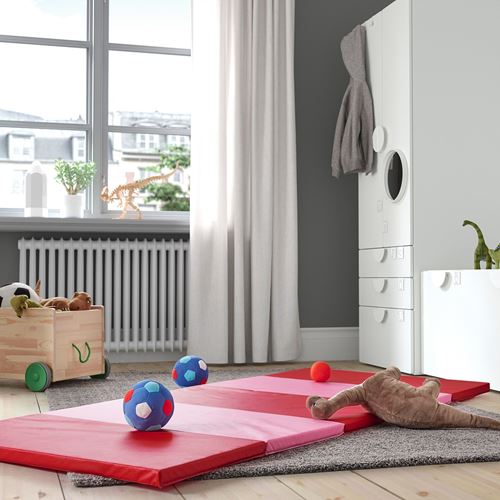 IKEA - PLUFSIG, folding gym mat, pink/red, 78x185 cm