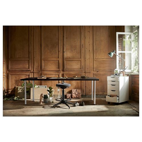 IKEA - LAGKAPTEN/ADILS, desk, black-brown-white, 200x60 cm