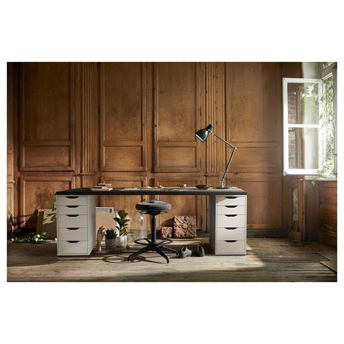 IKEA - ALEX, çalışma masası, koyu gri-beyaz, 200x60 cm