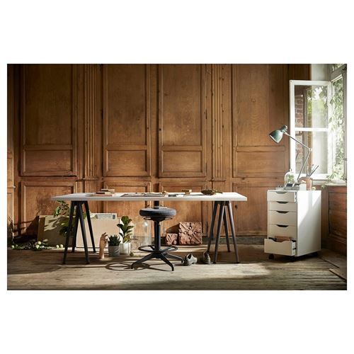 IKEA - LAGKAPTEN/NARSPEL, desk, white/dark grey, 200x60 cm