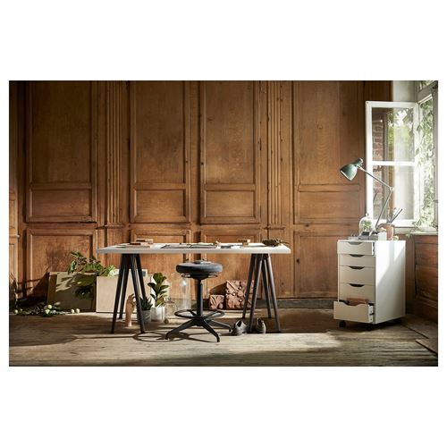 IKEA - LAGKAPTEN/NARSPEL, desk, white/dark grey, 140x60 cm