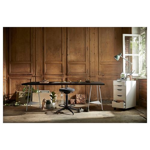 IKEA - LAGKAPTEN/TILLSLAG, desk, black-brown-white, 200x60 cm