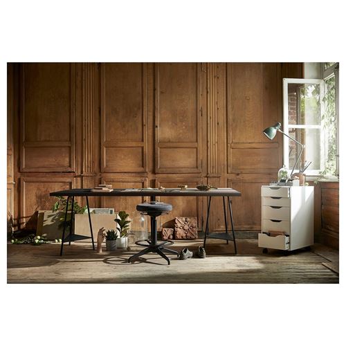 IKEA - LAGKAPTEN/TILLSLAG, çalışma masası, koyu gri-siyah, 200x60 cm