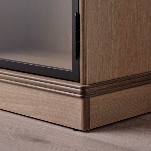 IKEA - LANESUND, glass-door cabinet, brown, 121x37x152 cm