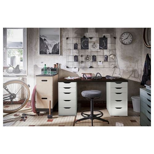 IKEA - ALEX, desk, black-brown-white, 140x60 cm