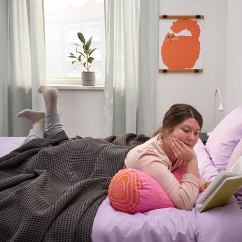 IKEA - EKLUGGMAL, kırlent, pembe-turuncu, 48x20 cm