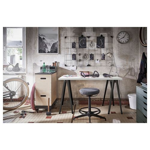 IKEA - LAGKAPTEN/NARSPEL, desk, white/dark grey, 120x60 cm