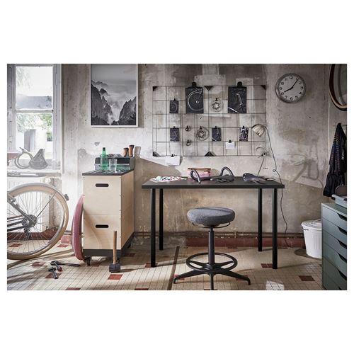 IKEA - LINNMON/ADILS, desk, dark grey/black, 100x60 cm