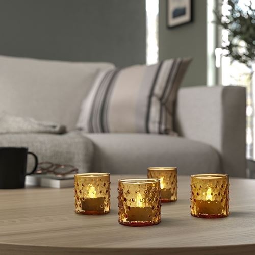 HUTLÖS koyu sarı 6 cm tealight mumluk 00548226 IKEA