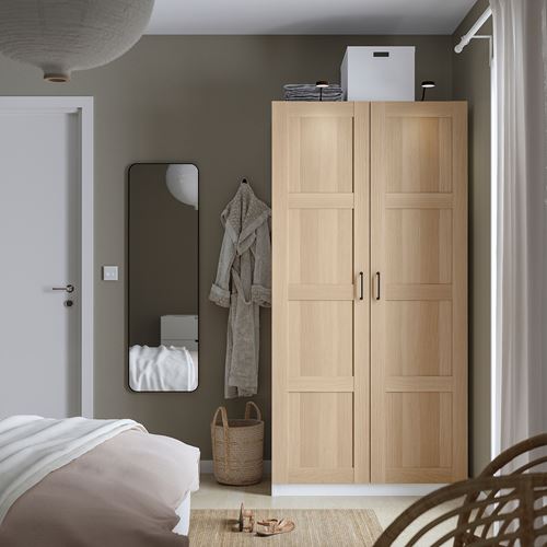 IKEA - PAX/BERGSBO, PAX wardrobe, white-white stained oak effect, 100x60x201 cm