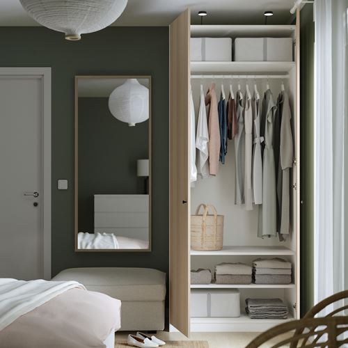 IKEA - PAX/FORSAND, PAX wardrobe, white-white stained oak effect, 100x60x236 cm