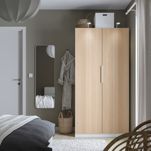 IKEA - PAX/FORSAND, PAX wardrobe, white-white stained oak effect, 100x60x201 cm