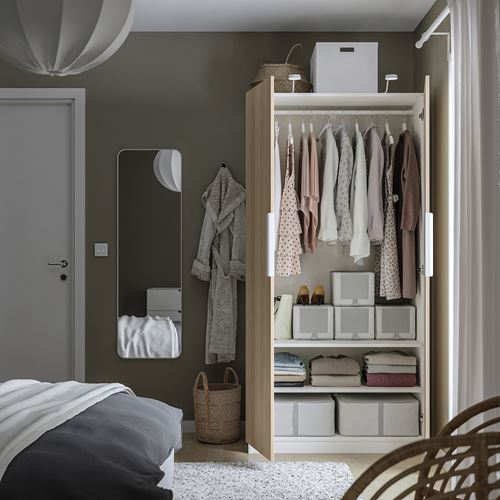 IKEA - PAX/FORSAND, PAX wardrobe, white-white stained oak effect, 100x60x201 cm