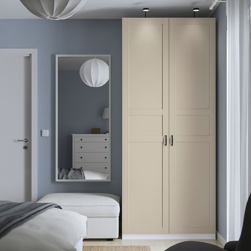 IKEA - PAX/FLISBERGET, PAX wardrobe, white-lighr beige, 100x60x236 cm