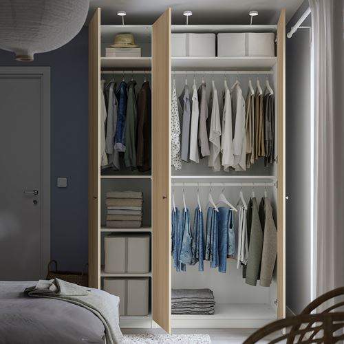 IKEA - PAX/FORSAND, PAX wardrobe, white-white stained oak effect, 150x60x236 cm