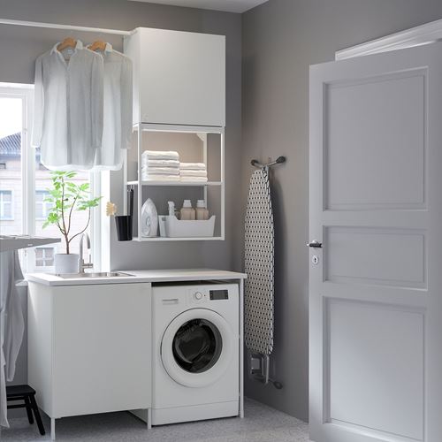 IKEA - ENHET, cabinet combination for laundry room and bathroom, white, 139x63.5x87.5 cm