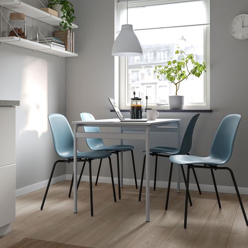 IKEA - GRASALA/LIDAS, kitchen table set, grey/blue, 4 chairs